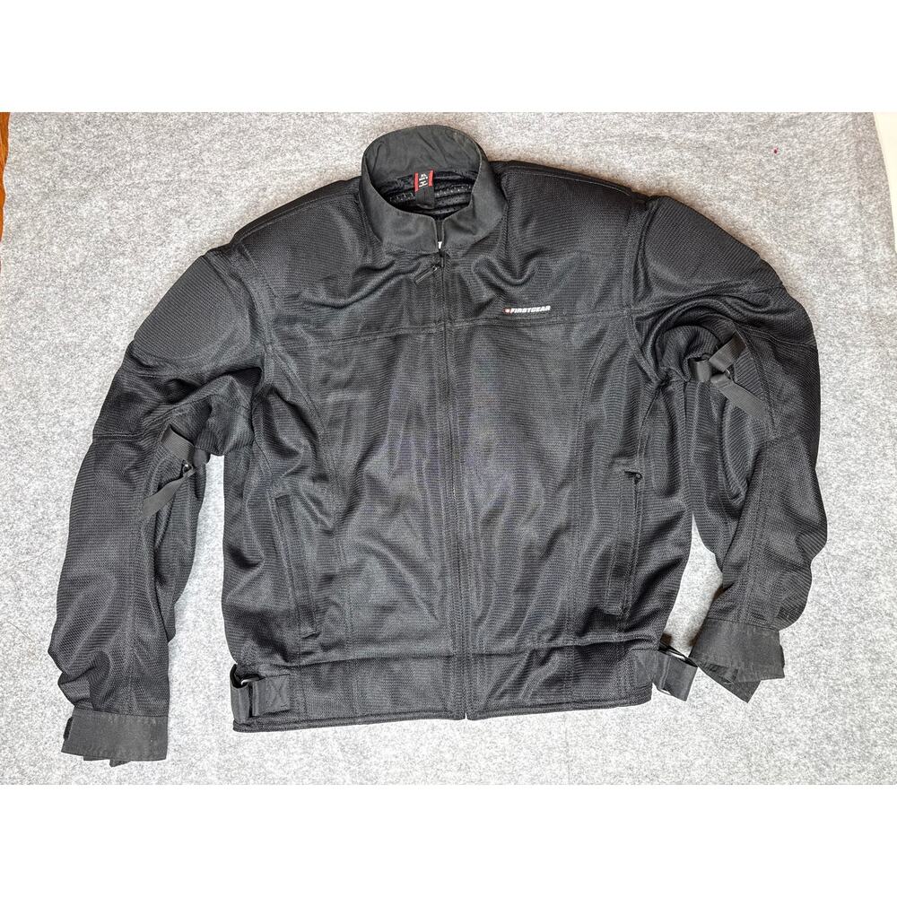 FirstGear XL Black Mesh Motorcycle Jacket Armored Vented Men’s Riding Gear